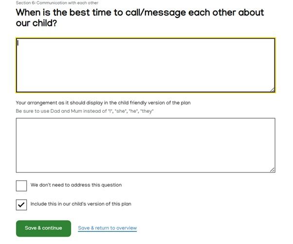 Our Child's Plan example screenshot 2