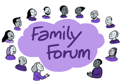 Family Forum logo. People surround a cloud which says 'Family Forum' within it.